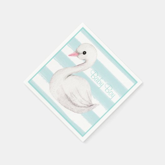 Baby Boy Swan Blue Script Baby shower Servet (Hoek)