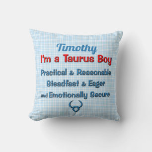 Baby Boy Taurus Zodiac Red en Blue Checks Kussen