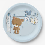 Baby Boy Teddy Bear Baby Papieren Bordje (Voorkant)