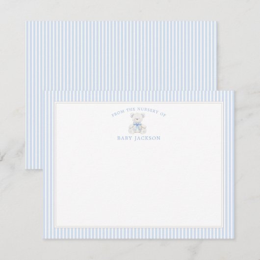 Baby Boy Teddy Bear Baby shower Dank je Kaarten Notitiekaartje (Voorkant / Achterkant)