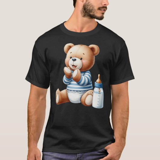 Baby Boy Teddy Bear Baby Shower Gender Reveal T-shirt (Voorkant)