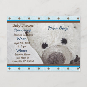 Baby Boy Teddy Bear Baby shower Invitation Uitnodiging Briefkaart