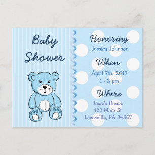 Baby Boy Teddy Bear Baby shower Invitation Uitnodiging Briefkaart