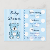 Baby Boy Teddy Bear Baby shower Invitation Uitnodiging Briefkaart (Voorkant)