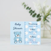 Baby Boy Teddy Bear Baby shower Invitation Uitnodiging Briefkaart (Staand voorkant)