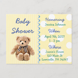 Baby Boy Teddy Bear Baby shower Invitation Uitnodiging Briefkaart