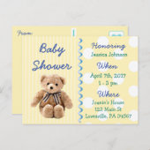 Baby Boy Teddy Bear Baby shower Invitation Uitnodiging Briefkaart (Voorkant / Achterkant)