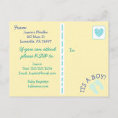 Baby Boy Teddy Bear Baby shower Invitation Uitnodiging Briefkaart (Achterkant)