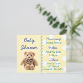 Baby Boy Teddy Bear Baby shower Invitation Uitnodiging Briefkaart (Staand voorkant)