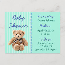 Baby Boy Teddy Bear Baby shower Invitation Uitnodiging Briefkaart