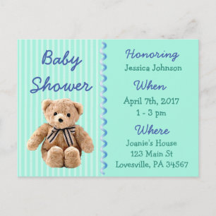 Baby Boy Teddy Bear Baby shower Invitation Uitnodiging Briefkaart