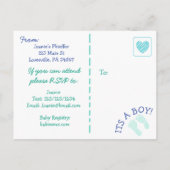 Baby Boy Teddy Bear Baby shower Invitation Uitnodiging Briefkaart (Achterkant)
