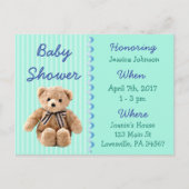Baby Boy Teddy Bear Baby shower Invitation Uitnodiging Briefkaart (Voorkant)