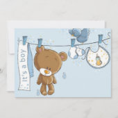 Baby Boy Teddy Bear Baby Sierkussen Kaart (Voorkant)