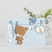 Baby Boy Teddy Bear Baby Sierkussen Kaart (Staand voorkant)