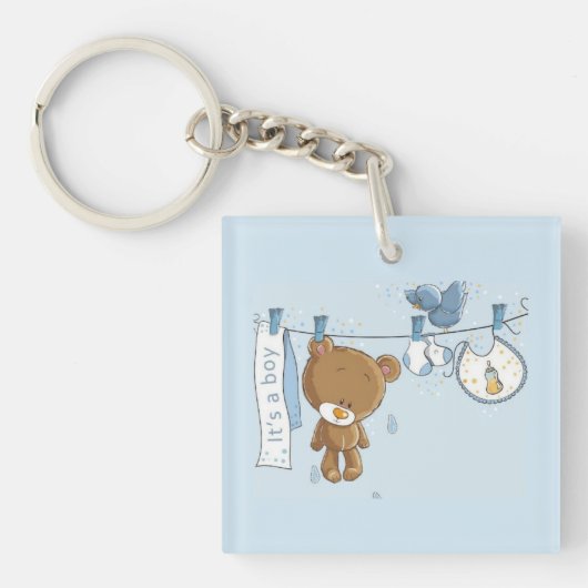 Baby Boy Teddy Bear Baby Sleutelhanger (voorkant)