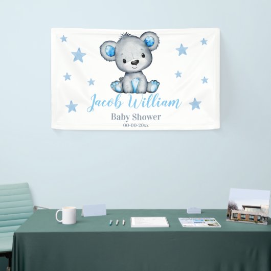 Baby Boy Teddy Bear Banner Sign Backdrop (Beurs)
