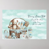 Baby Boy Teddy Bear Basket of Toys Poster (Voorkant)