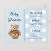 Baby Boy Teddy Bear Blauw Baby shower Uitnodiging (Voorkant)