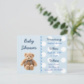 Baby Boy Teddy Bear Blauw Baby shower Uitnodiging (Staand voorkant)