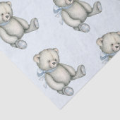 Baby Boy Teddy Bear Blue Waterverf Gift Tissuepapier (Detail)