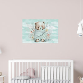 Baby Boy Teddy Bear in een zak gewikkeld Poster