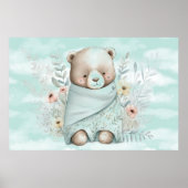 Baby Boy Teddy Bear in een zak gewikkeld Poster (Voorkant)