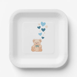 Baby Boy Teddy Bear Party Plates Papieren Bordje