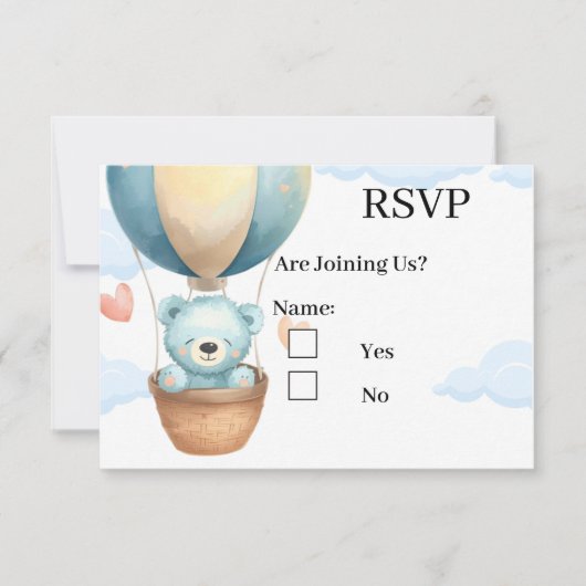 Baby Boy Teddy Bear RSVP Cards  Kaartje (Voorkant)