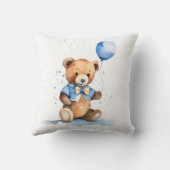 Baby Boy Teddy Bear With Blue Balloon Kussen (Achterkant)