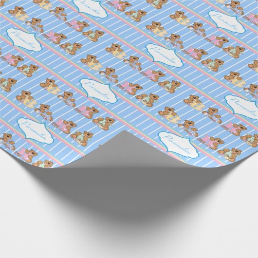 Baby Boy Teddy Bears Cadeaupapier (Hoek)