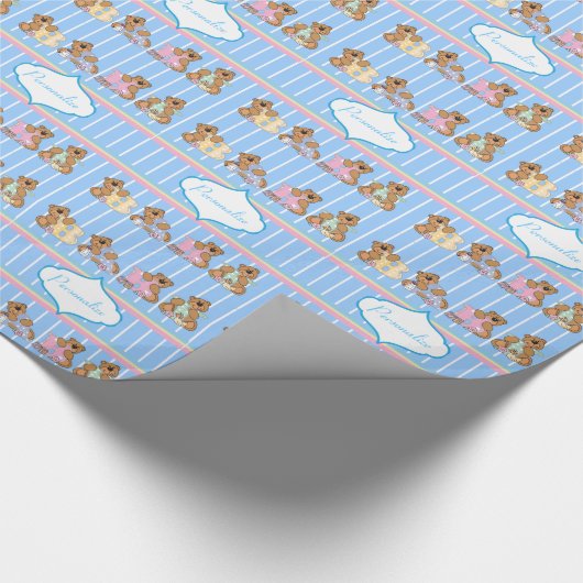 Baby Boy Teddy Bears Cadeaupapier (Hoek)