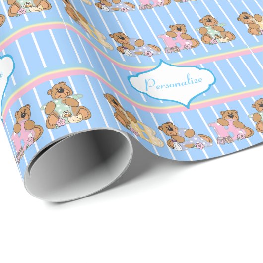 Baby Boy Teddy Bears Cadeaupapier (Rol Hoek)