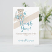 Baby Boy Teddy-beer Dank je wel Bedankkaart (Staand voorkant)