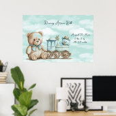 Baby Boy Teddy Beer Mandje met Speelgoed  Poster (Thuiskantoor)