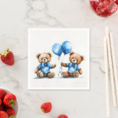 Baby Boy Teddyberen met ballonnen Servet (Insitu)
