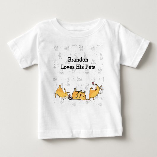 Baby Boy Tee Shirt met Cute Dogs (Voorkant)
