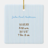 Baby Boy Tiny T-shirt Foto Ornament met Geboortest (Achterkant)