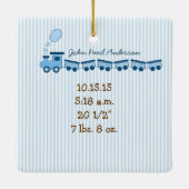 Baby Boy Tiny T-shirt Foto Ornament met Geboortest (Achterkant)