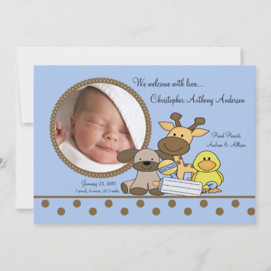 Baby Boy Toys Foto geboorteaankondiging Aankondiging (Voorkant)