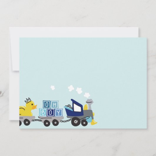 Baby Boy Train Thema Baby shower Uitnodigen Kaart (Achterkant)