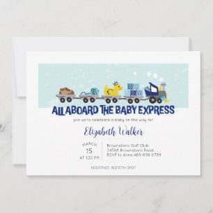 Baby Boy Train Thema Baby shower Uitnodigen Kaart
