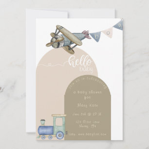 Baby Boy Trains en Plane baby shower Kaart
