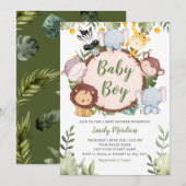 Baby Boy Tropical Jungle Safari Animals Shower Kaart (Voorkant / Achterkant)