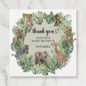 Baby Boy Tropical Oerwoud Safari Animals Shower Bedankjes Labels (Achterkant)