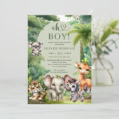 Baby Boy Tropical Oerwoud Safari Animals Shower Kaart (Staand voorkant)
