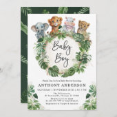 Baby Boy Tropical Oerwoud Safari Animals Shower Kaart (Voorkant / Achterkant)