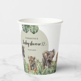 Baby Boy Tropical Oerwoud Safari Animals Shower Papieren Bekers