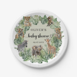 Baby Boy Tropical Oerwoud Safari Animals Shower Papieren Bordje