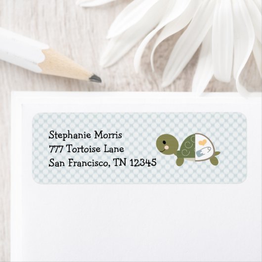 Baby Boy Turtle Retouradres Labels Custom (Insitu)